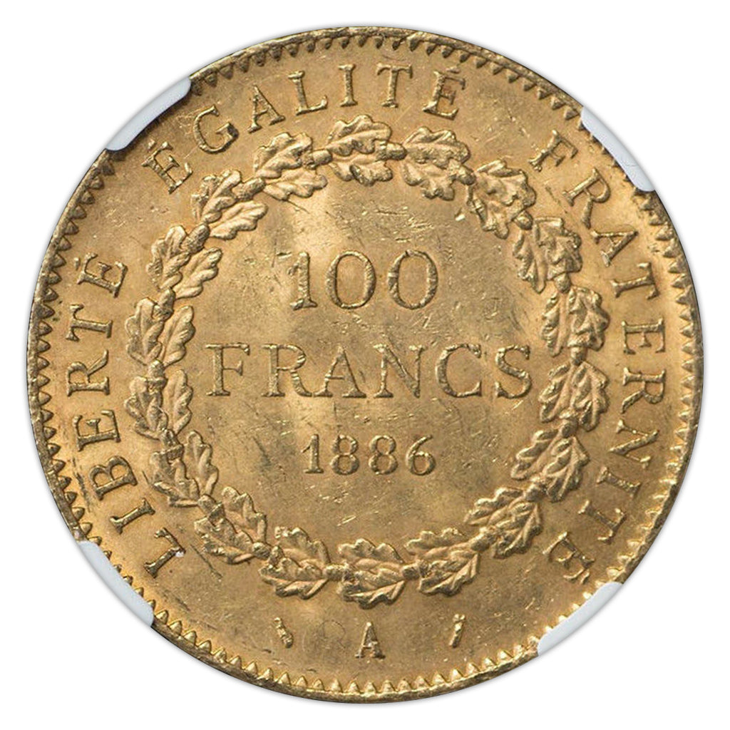 Gold 100 Francs 1886-A France MS-62 NGC - Coin – Powell Coins