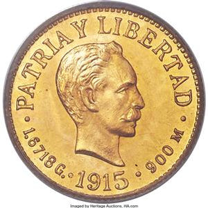Republic gold Proof Peso 1915 PR64 PCGS