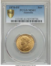 Victoria gold Sovereign 1870-SYDNEY MS61 PCGS