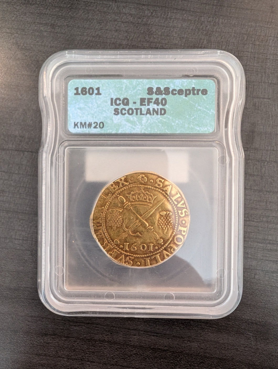 Scotland Gold Sword & Scepter 1601 James VI Graded XF40 EF40 ICG