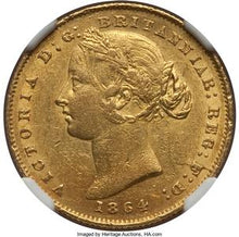 Victoria gold Sovereign 1864-SYDNEY AU58 NGC