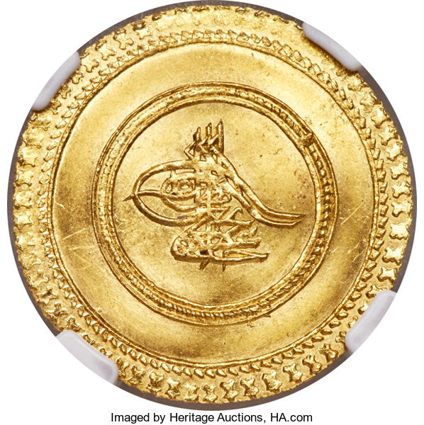 Abdul Hamid I gold 1-1/2 Altin AH 1187 Year 1 (1773/1774) MS64 NGC