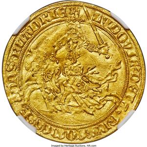 Flanders. Louis II de Mâle (1346-84) gold Franc à cheval (Gouden Rijder) ND (1346-1384) MS65 NGC