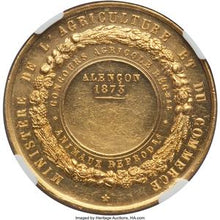 Republic gold Alencon Agricultural Prize Medal 1873 AU58 NGC