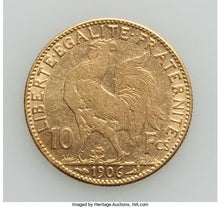 Republic gold 10 Francs 1906 VF (cleaned)