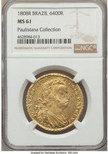 João Prince Regent gold 6400 Reis 1808-R MS61 NGC