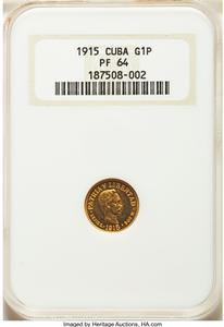 Republic gold Proof Peso 1915 PR64 NGC