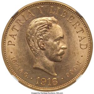 Republic gold 10 Pesos 1916 MS62 NGC