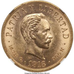 Republic gold 10 Pesos 1916 MS61 NGC
