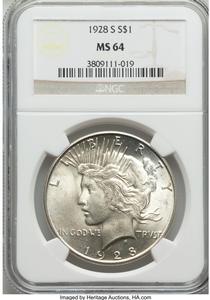 1928-S $1 MS64 NGC~NGC Census: (1252/42). PCGS Population (1910/56)