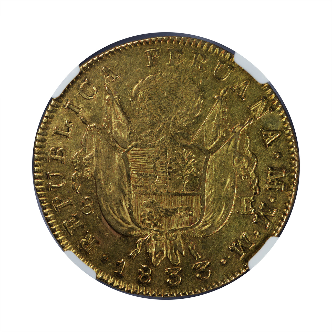 Peru Gold 8 Escudos 1833 Lima Mm Au 55 Ngc Coin Powell Coins