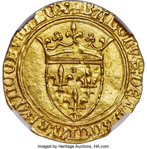 France - Charles VI (1380-1422) gold Ecu d'Or à la Couronne ND MS64 NGC